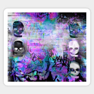 Purp Graffiti Skulls Sticker